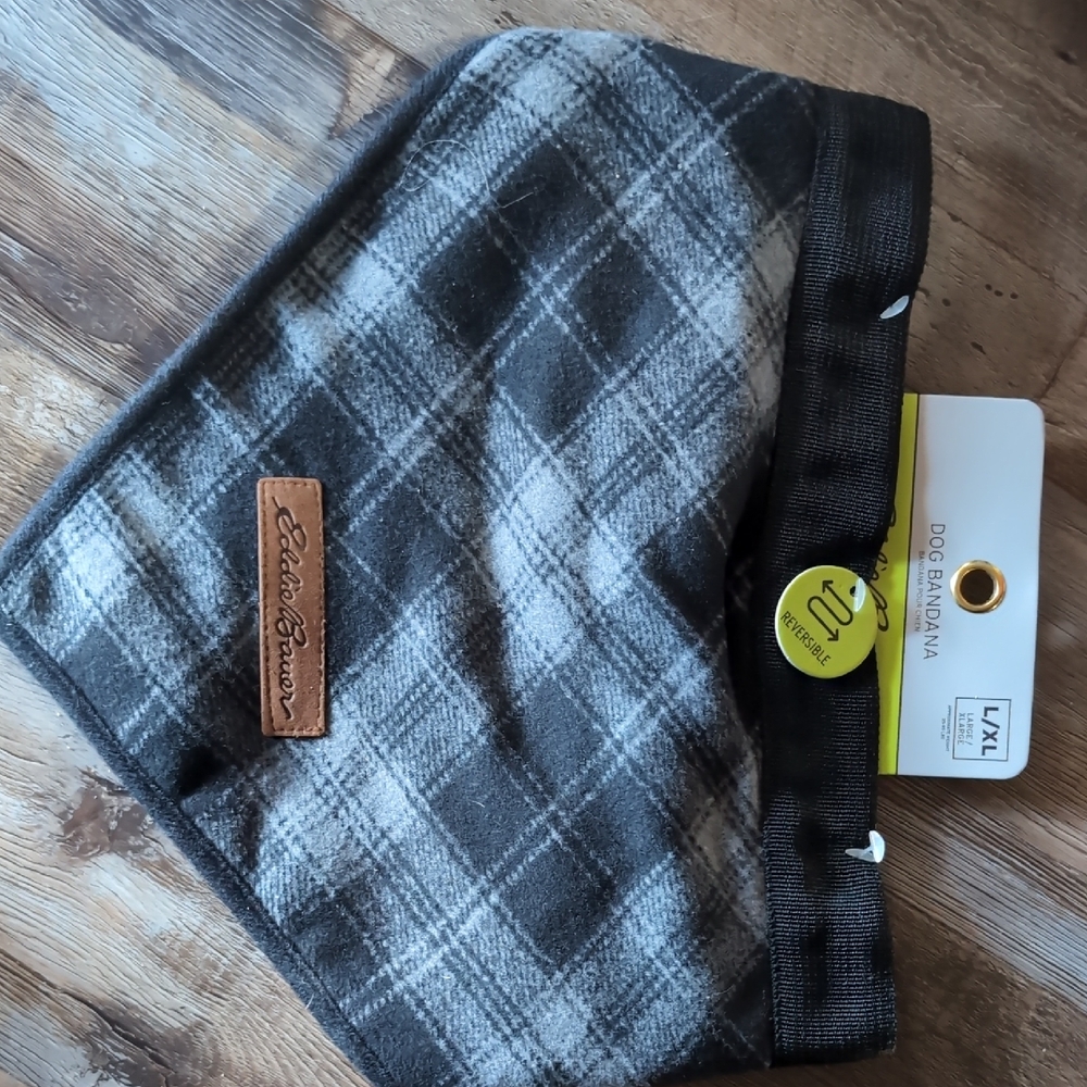 Eddie Bauer Black and Gray Check Dog Bandana
